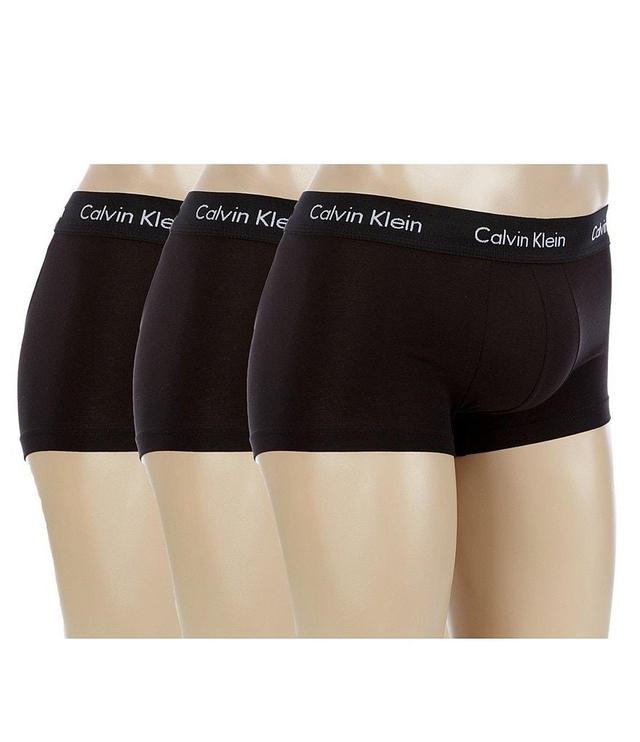 Calvin Klein Low-Rise Cotton Stretch Solid Trunks 3-Pack Product Image