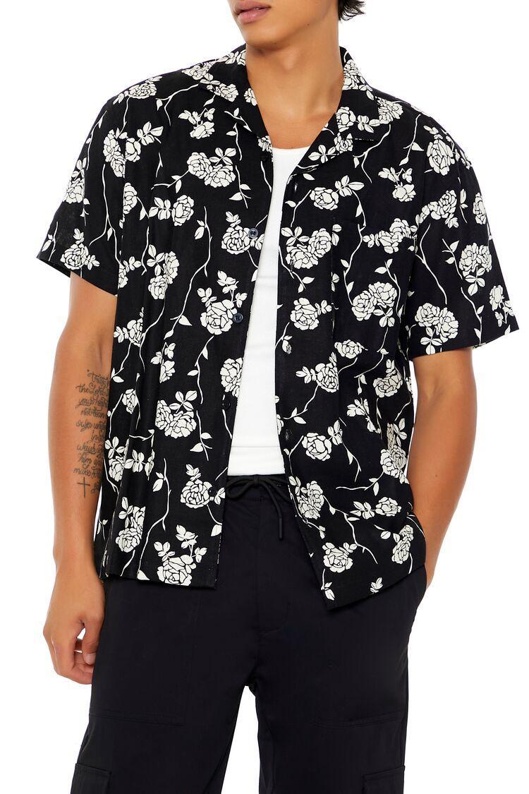 Linen-Blend Rose Print Shirt | Forever 21 Product Image