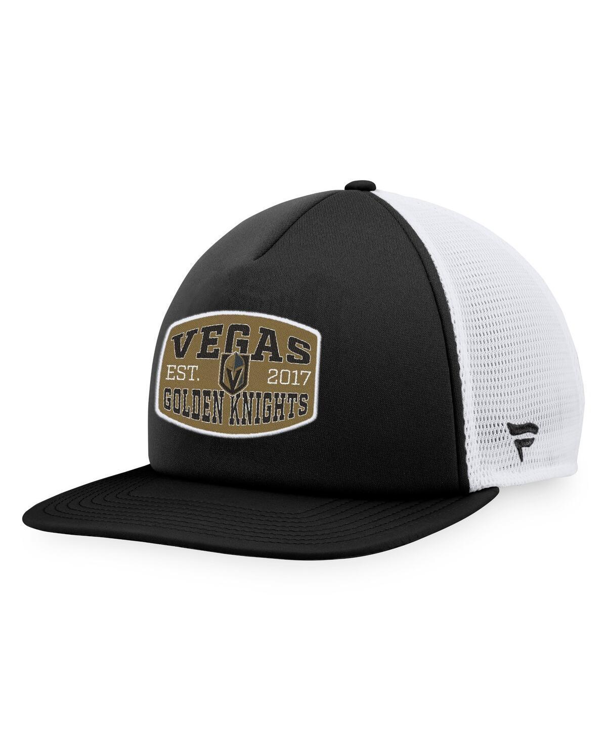 Mens Fanatics Branded Black/White Vegas Golden Knights Foam Front Patch Trucker Snapback Hat Product Image