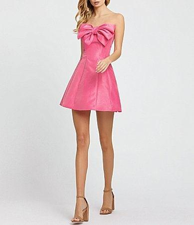 Strapless A-Line Bow Mini Dress Product Image