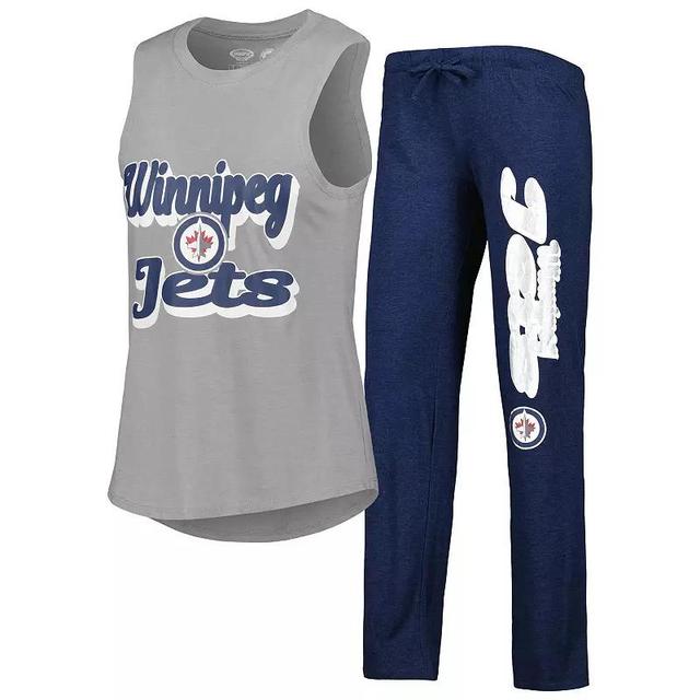 Womens Concepts Sport Heather Gray/Heather Navy Winnipeg Jets Meter Muscle Tank Top & Pants Sleep Set Product Image