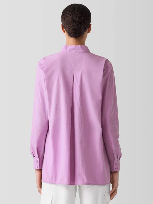 Washed Organic Cotton Poplin Stand Collar Top Product Image