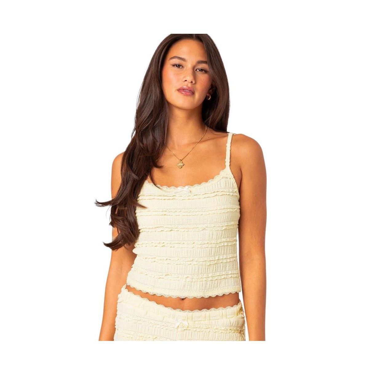 Womens Lucy ruffled lace tank top Product Image