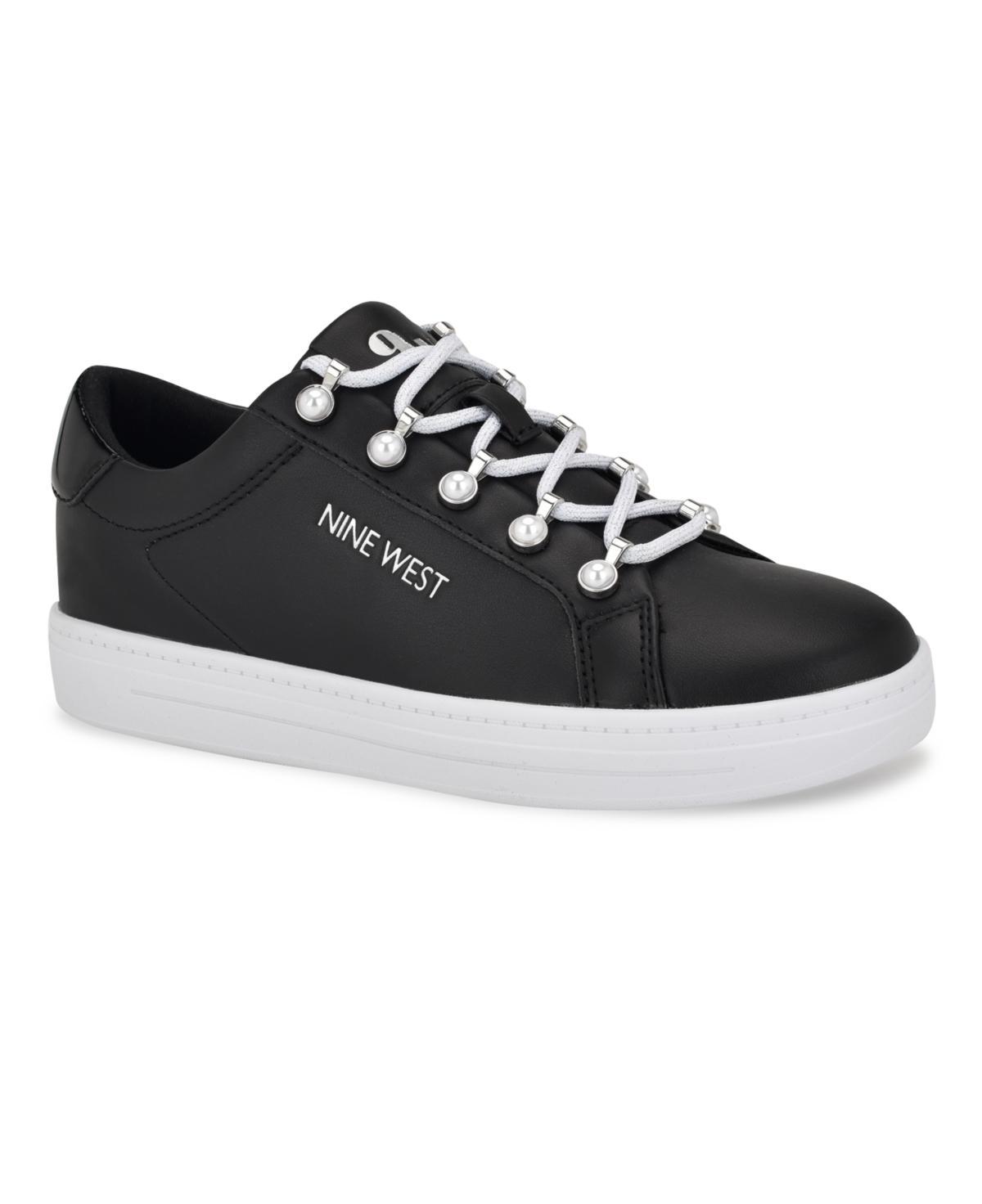 Nine West Womens Paves Platform Round Toe Lace-Up Sneakers Product Image