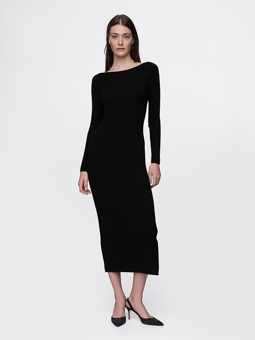 Boatneck Rib Midi Sweater Dress Product Image