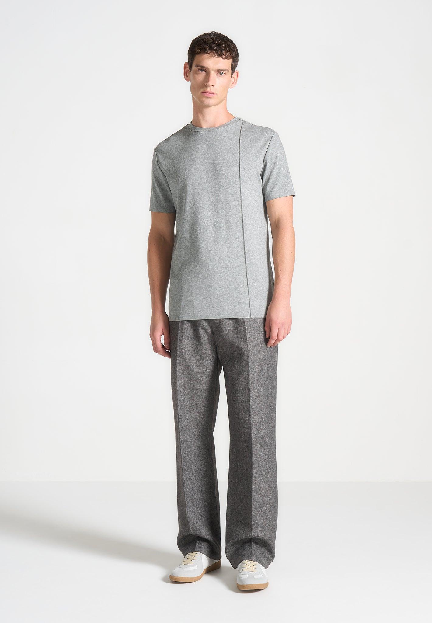 Éternel Regular Fit Cotton T-Shirt with Pintuck - Grey Male Product Image