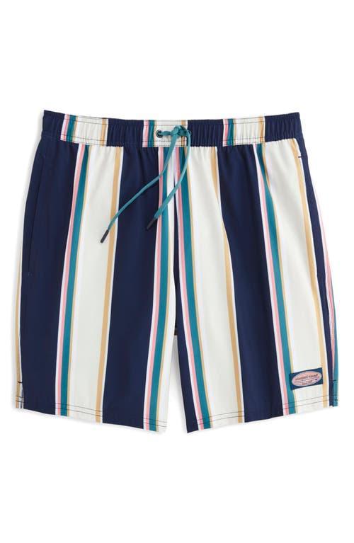 Vineyard Vines 7 Printed Chappy Trunks (Warf Chappy Stripe Wild Lime) Men's Swimwear Product Image