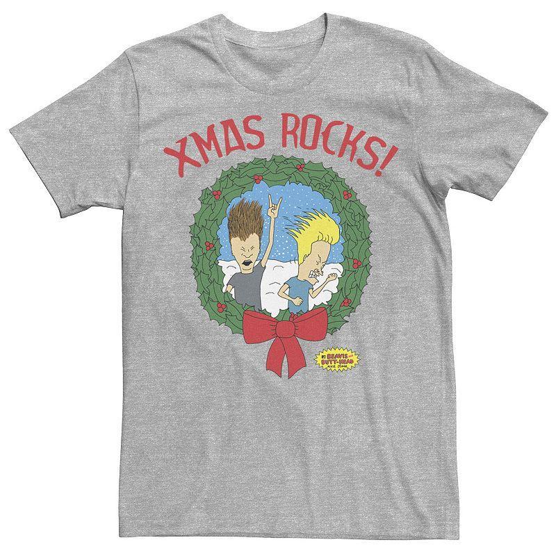 Mens Beavis and Butthead Christmas Costumes Graphic Tee Grey Heather Product Image