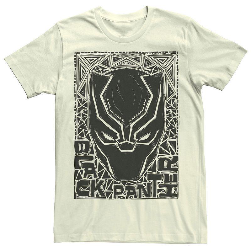 Mens Marvel Black Panther Mask Woodcut Portrait Tee Product Image