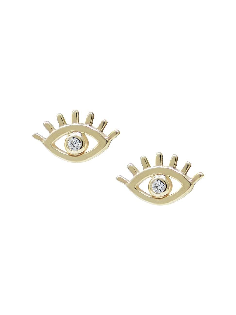 Womens Anzie X Mel Soldera 14K Yellow Gold & 0.03 TCW Diamond Eye Stud Earrings Product Image