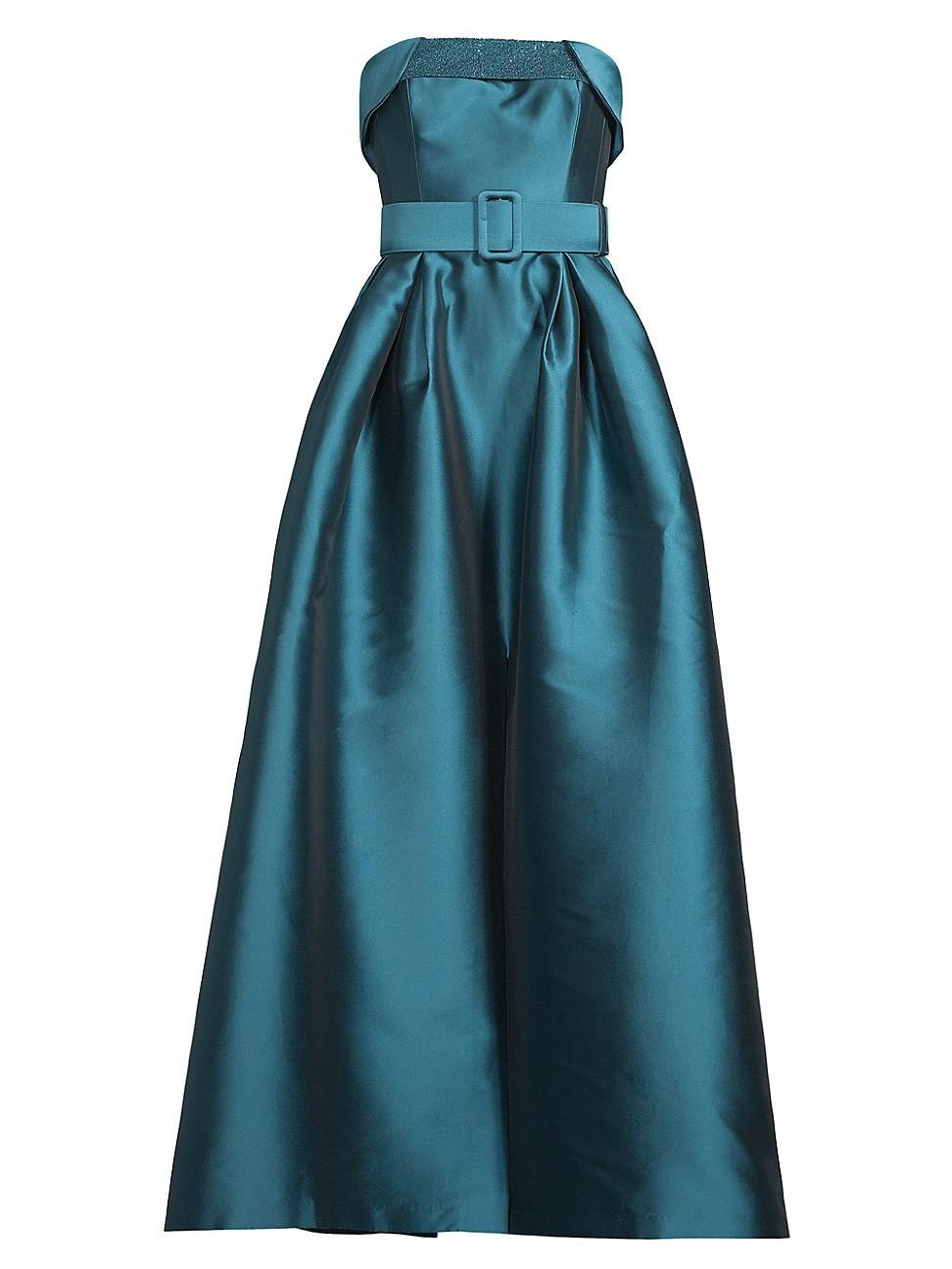 Womens Ceri Strapless Belted Satin Gown Product Image