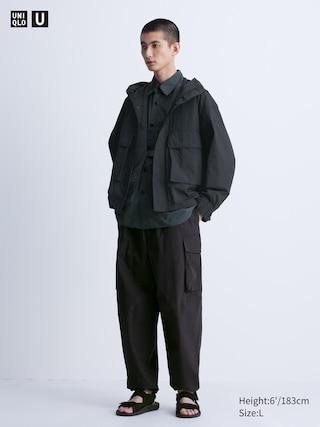 Mens Wide-Fit Parachute Cargo Pants Black Small UNIQLO US Product Image