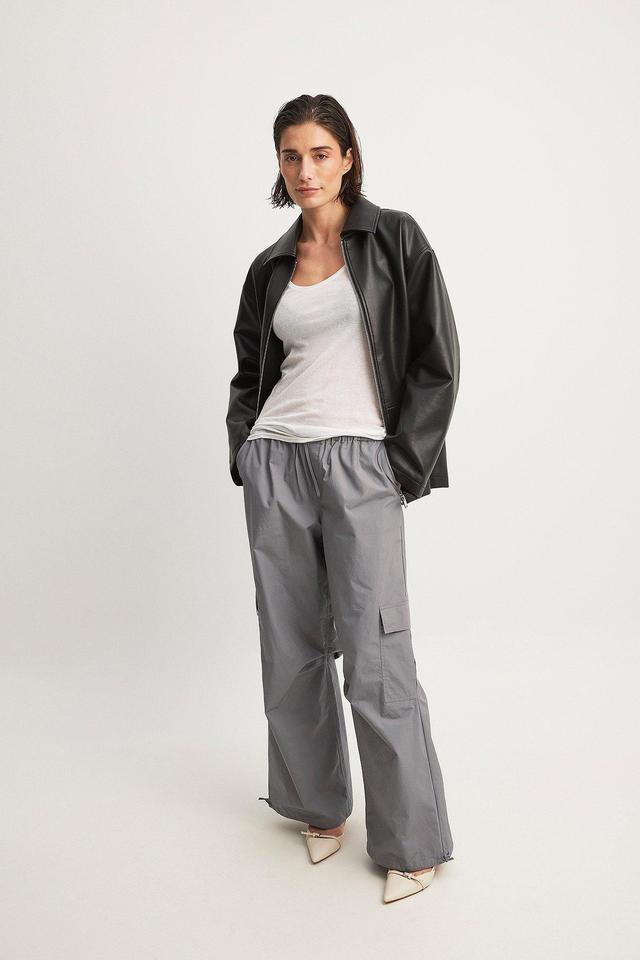 Drawstring Loose Mid Waist Cargo Pants Product Image