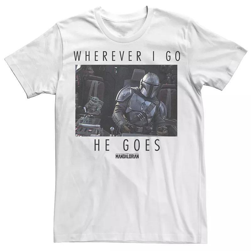 Big & Tall Star Wars: The Mandalorian The Child Wherever I Go He Goes Tee, Mens Product Image