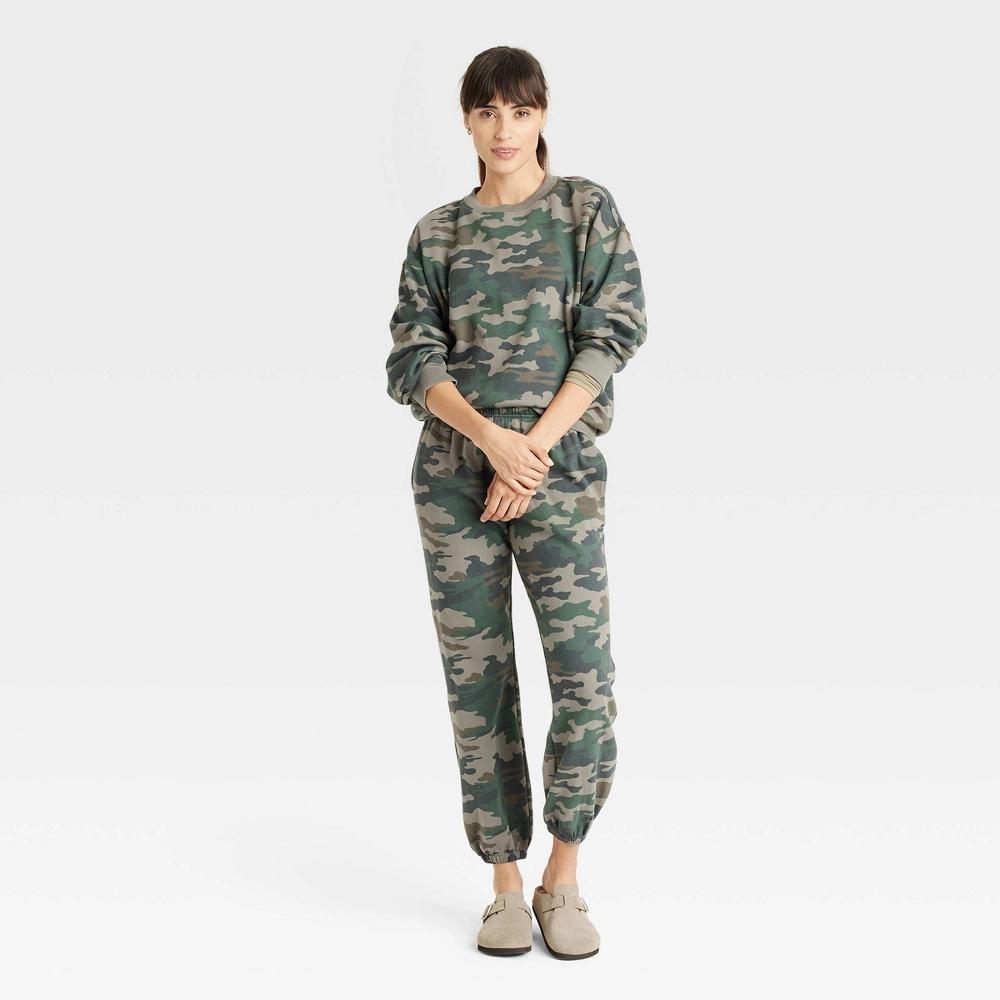 Women's Leisure Studio Oversized Pullover Sweatshirt - Universal Thread™ Camo M Product Image