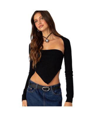 Womens Two Piece Knit Triangle Shrug Top Product Image