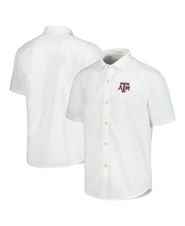 Tommy Bahama Mens White Texas A&M Aggies Coconut Point Palm Vista IslandZone Camp Button-Up Shirt Product Image