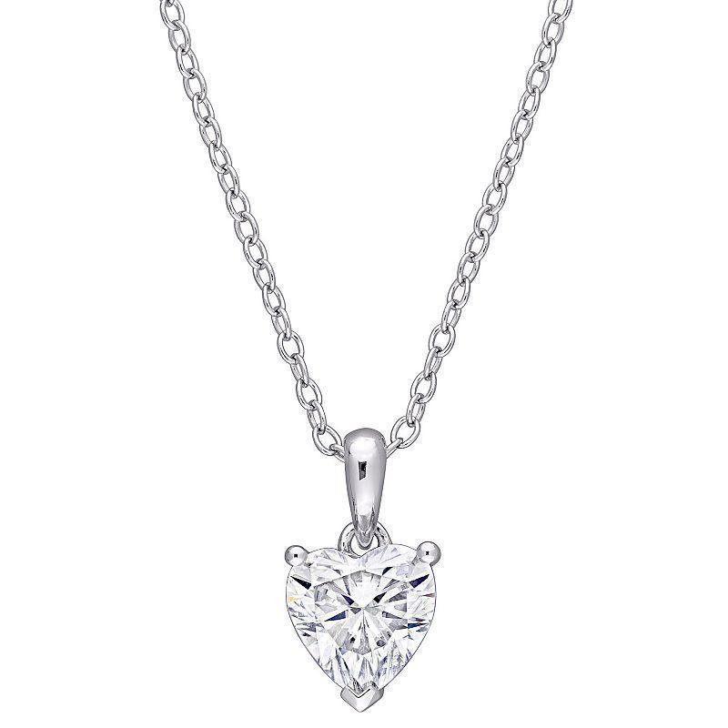 Stella Grace Sterling Silver Lab-Created Moissanite Solitaire Pendant Necklace, Womens White Product Image