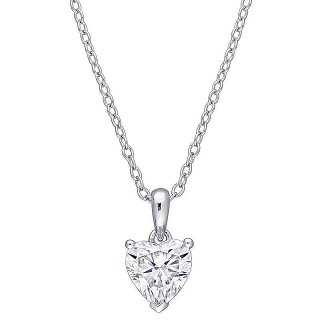 Stella Grace Sterling Silver Lab-Created Moissanite Solitaire Pendant Necklace, Womens White Product Image