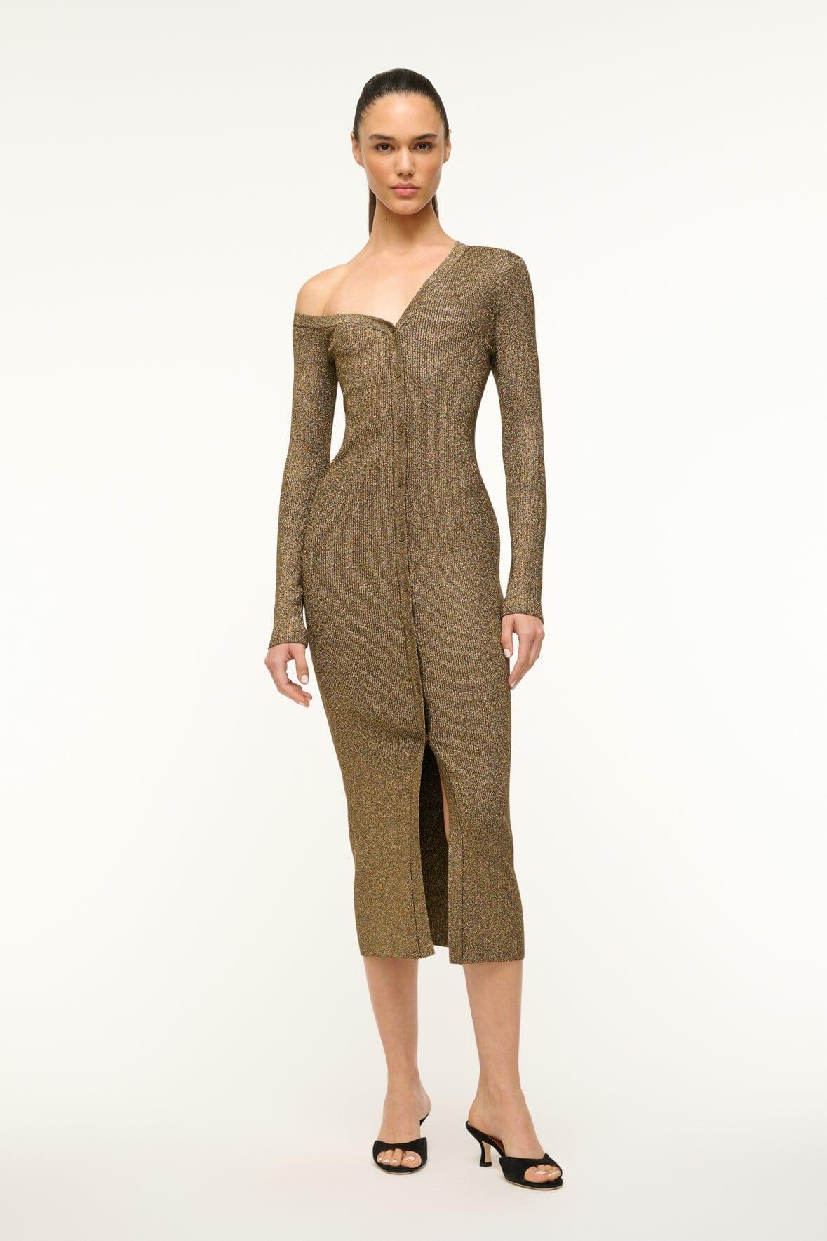 CRAFTSMAN SWEATER DRESS | METALLIC GOLD Product Image