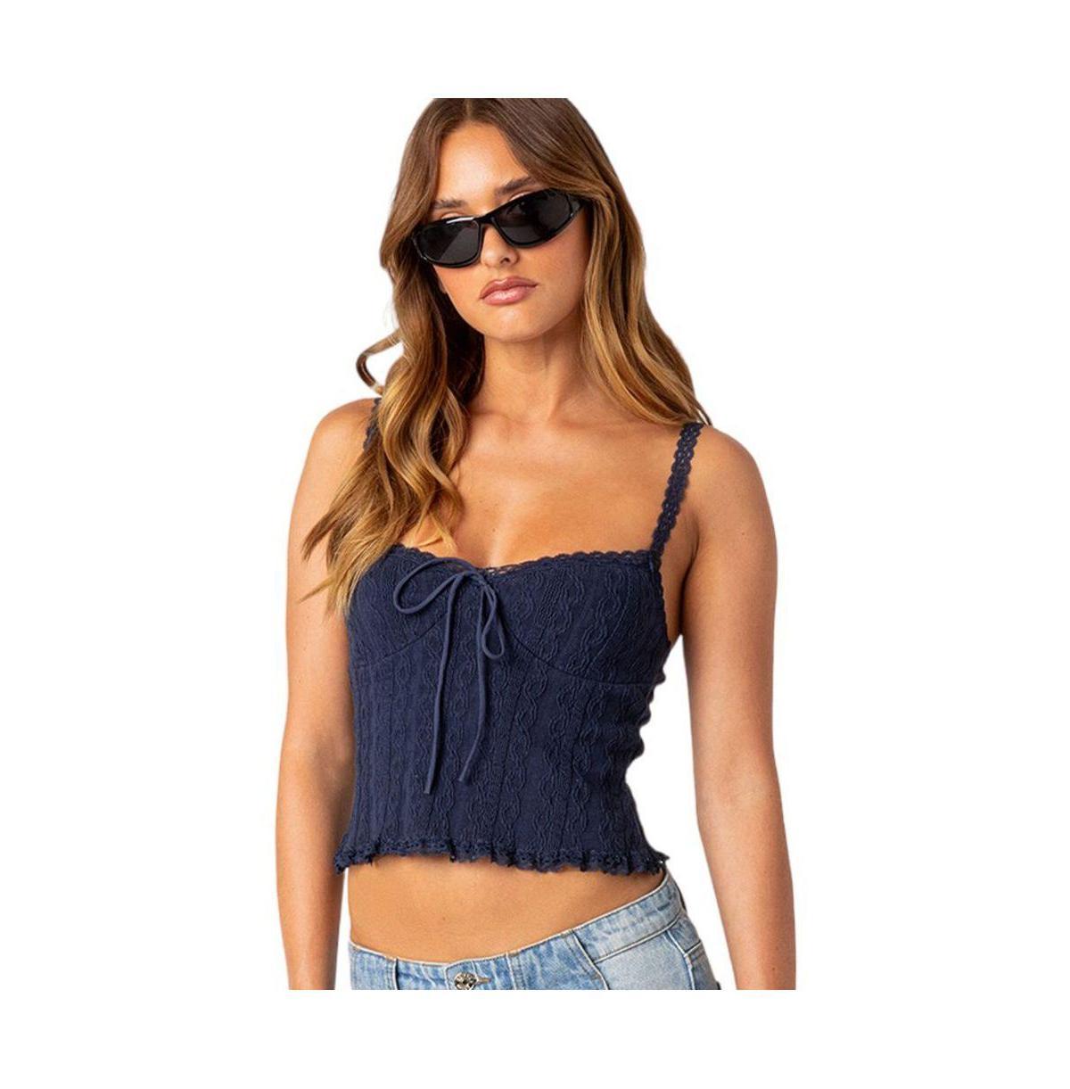 EDIKTED Lacy Crop Tank Product Image