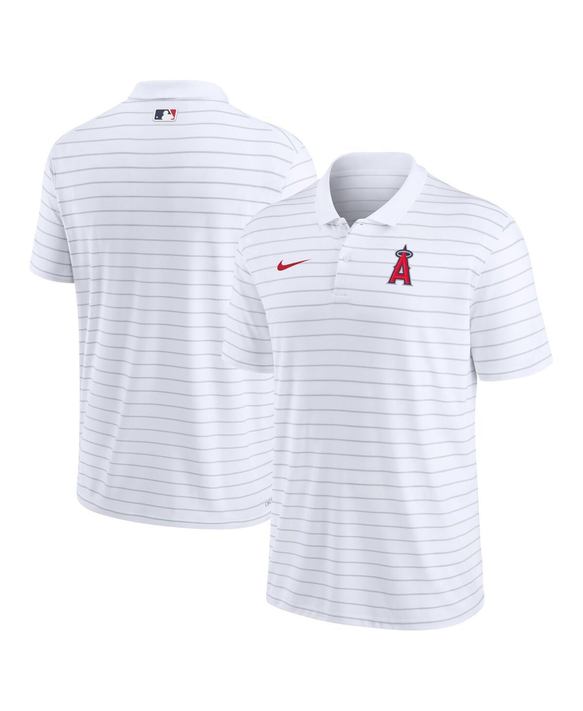 Mens Nike White Los Angeles Angels Authentic Collection Victory Striped Performance Polo Shirt Product Image