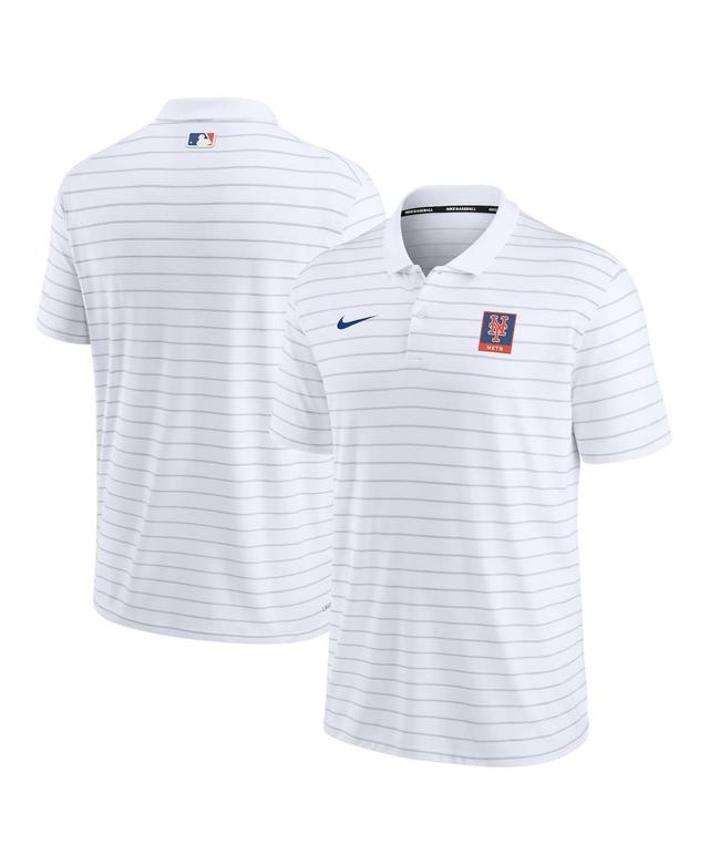 NIKE Men's  White New York Mets Authentic Collection Striped Performance Pique Polo Shirt Product Image