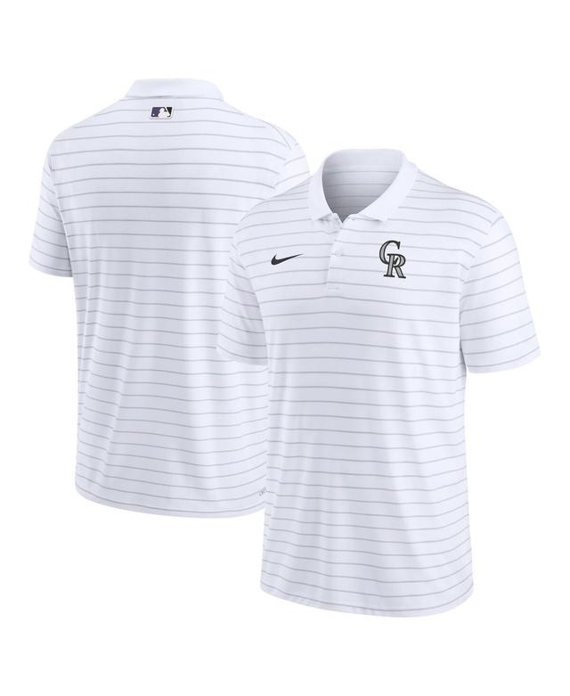 Mens Nike White Colorado Rockies Authentic Collection Victory Striped Performance Polo Shirt Product Image