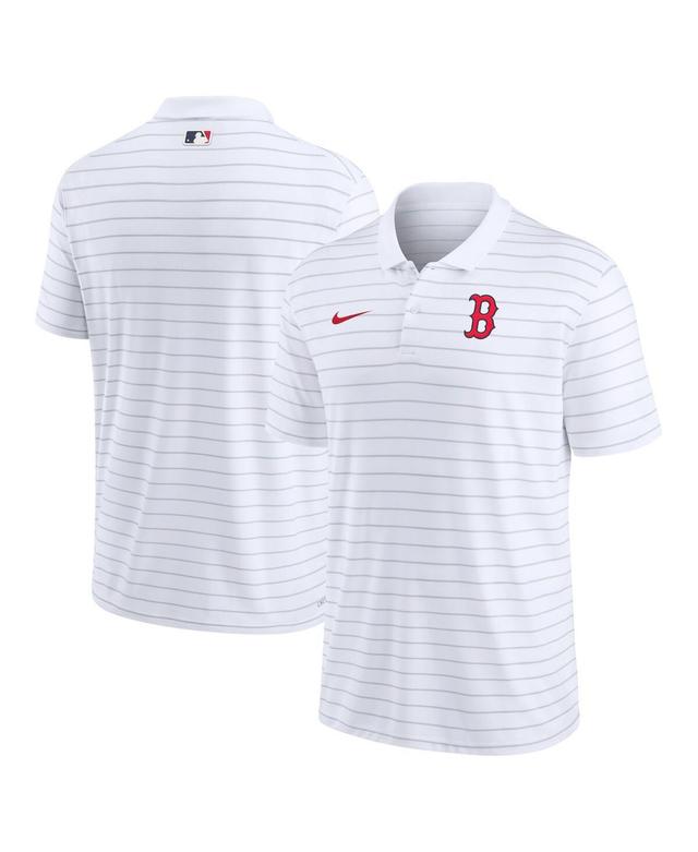 Men's Nike White Boston Red Sox Authentic Collection Victory Striped Performance Polo Product Image