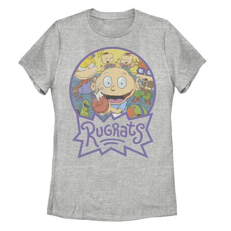 Juniors Rugrats Classic Group Bottle Splash Title Graphic Tee, Girls Athletic Grey Product Image