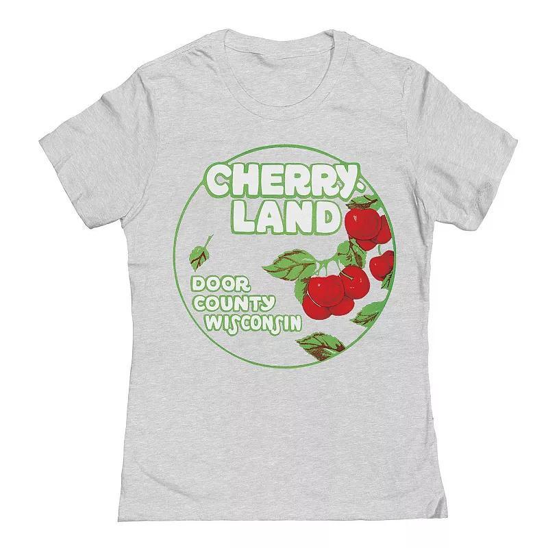 Juniors Cherry Land Wisconsin Graphic Tee, Womens Grey Gray Product Image