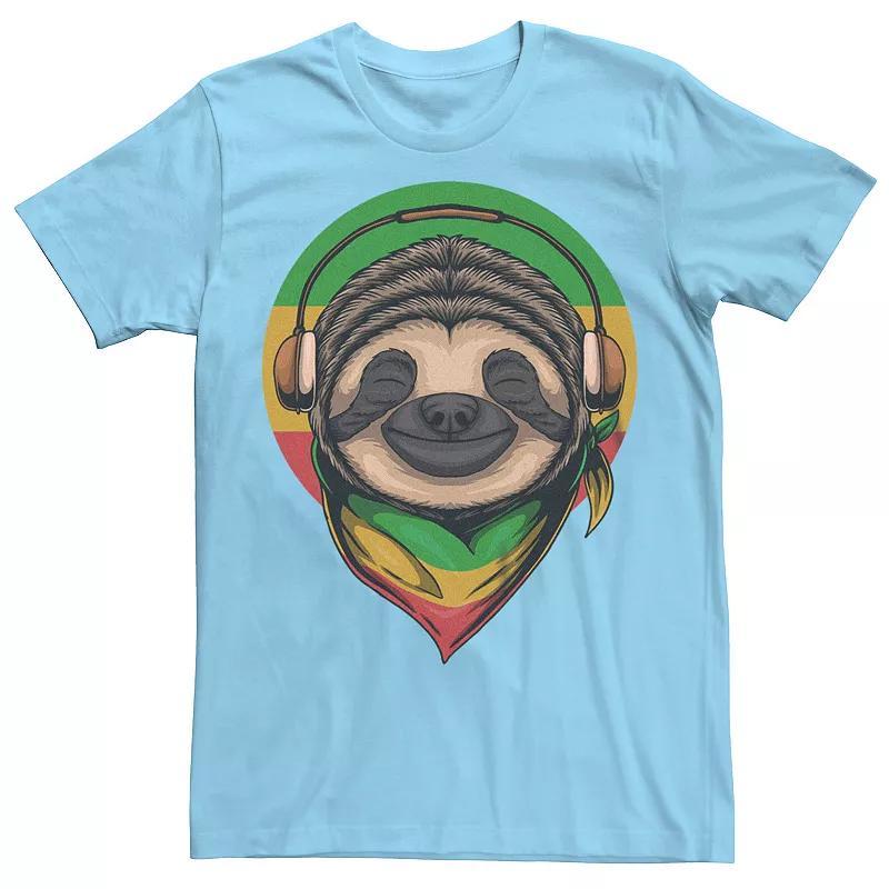 Mens Rasta Sloth Wearing Headphones Graphic Tee Product Image