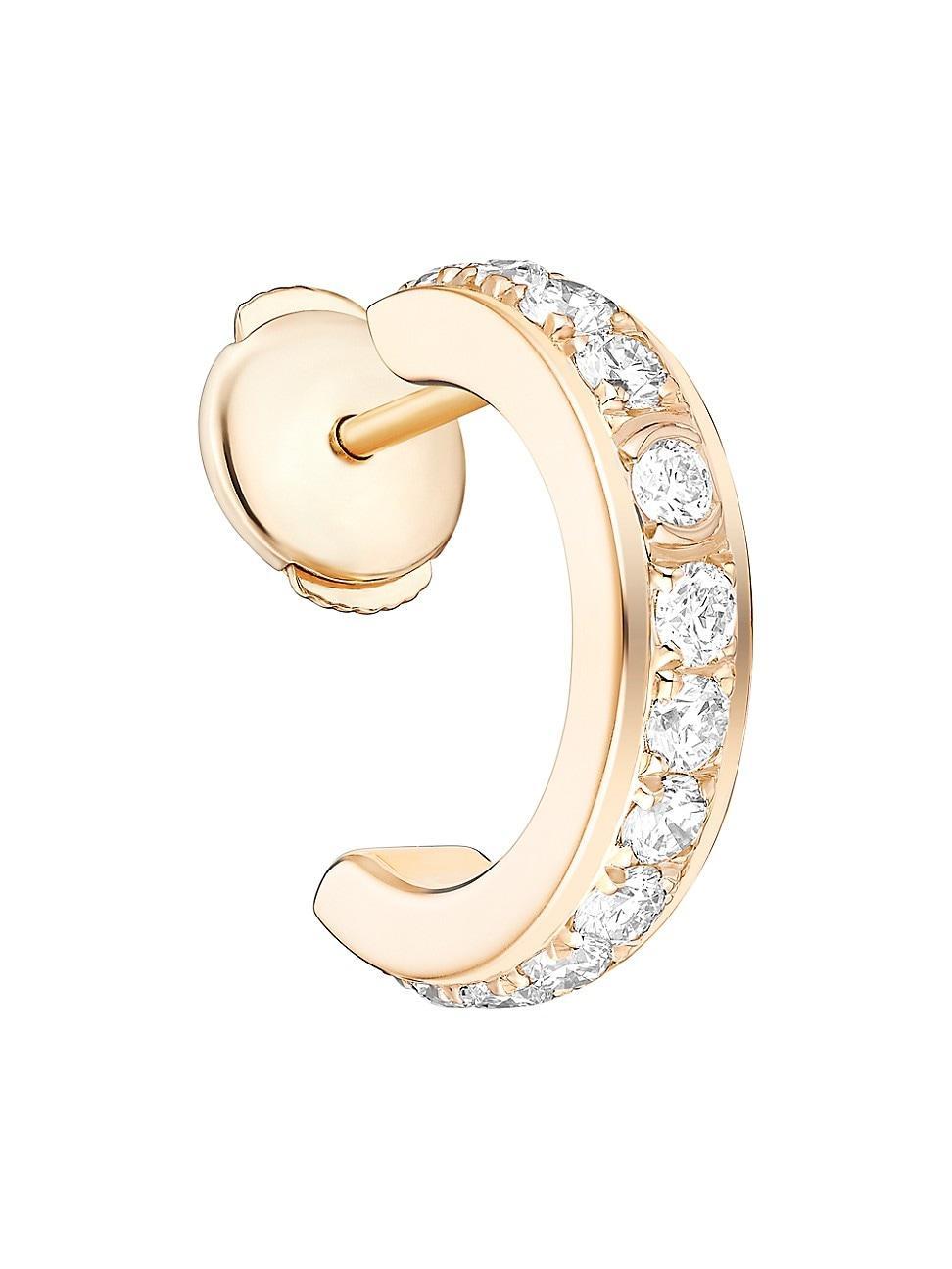 Womens Possession 18K Rose Gold & 0.14 TCW Diamond Huggie Single Hoop Earring Product Image