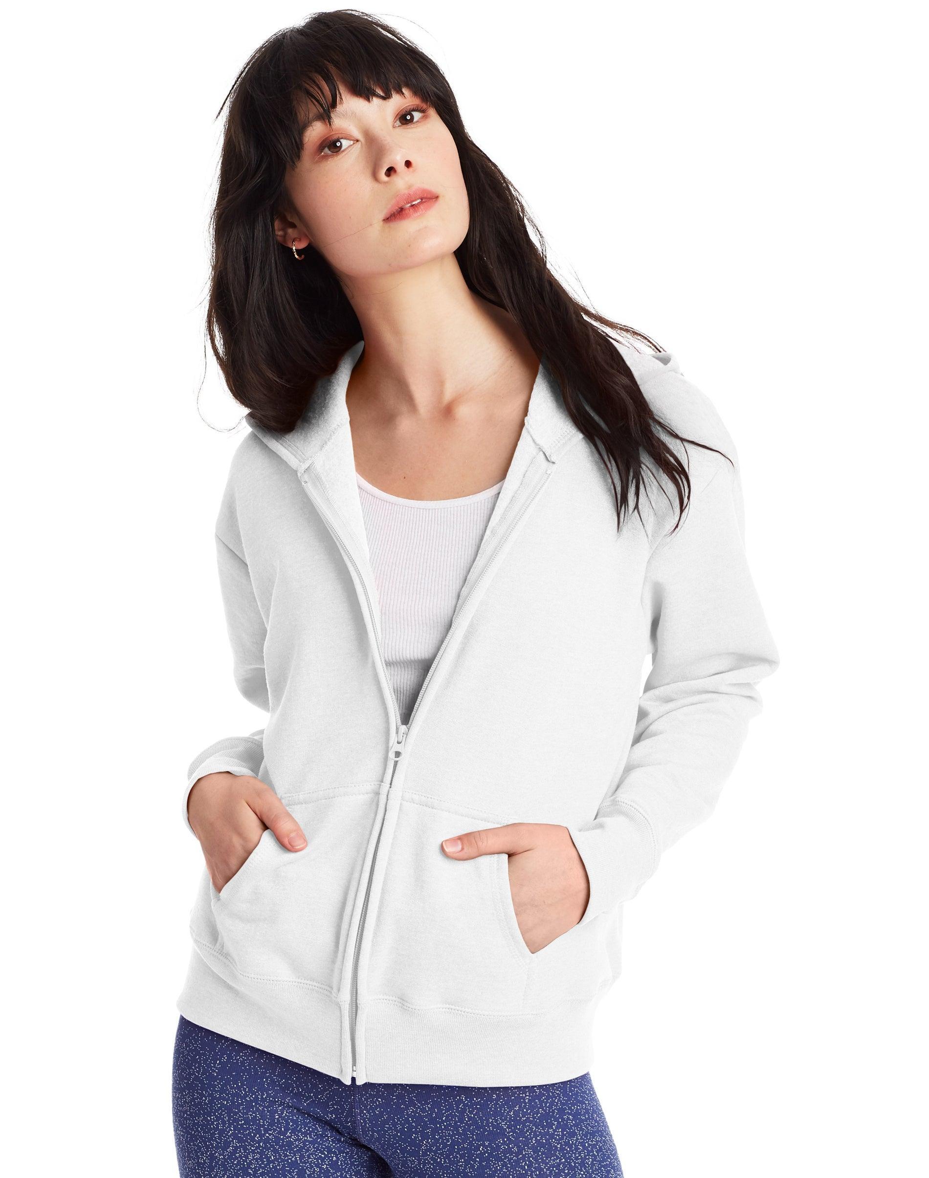 Hanes EcoSmart Womens Full-Zip Fleece Hoodie Pale Pink M Product Image