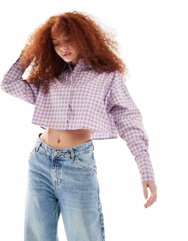 ASOS DESIGN ultimate cropped shirt in gingham plaid Product Image