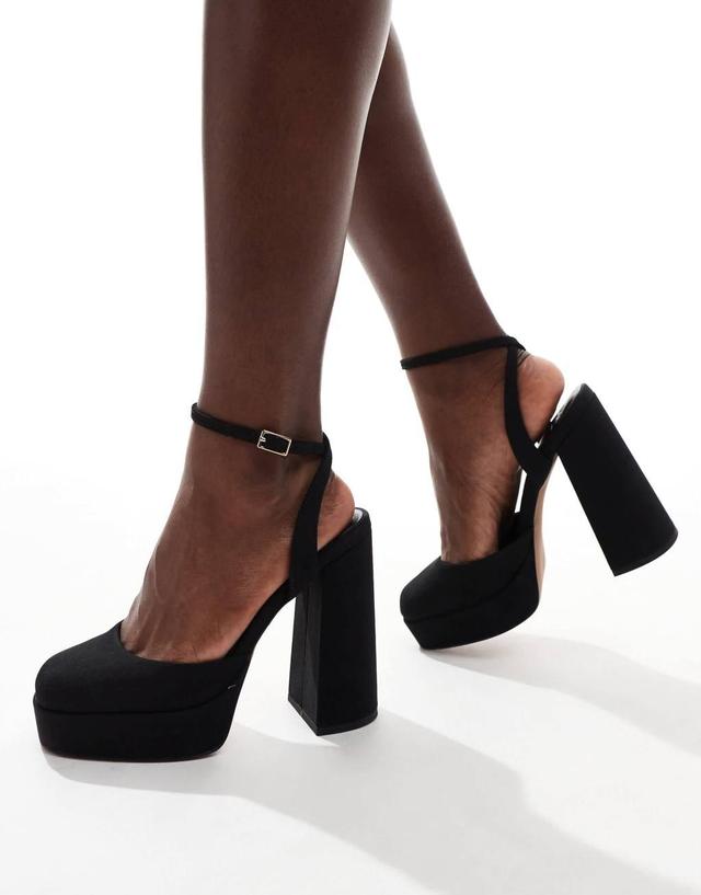 ASOS DESIGN Wide Fit Pressure platform high heel shoes in black Product Image