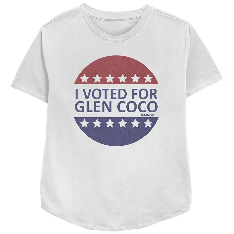 Womens Mean Girls I Voted For Glen Coco Badge Relaxed Fit Graphic Tee, Girls Product Image