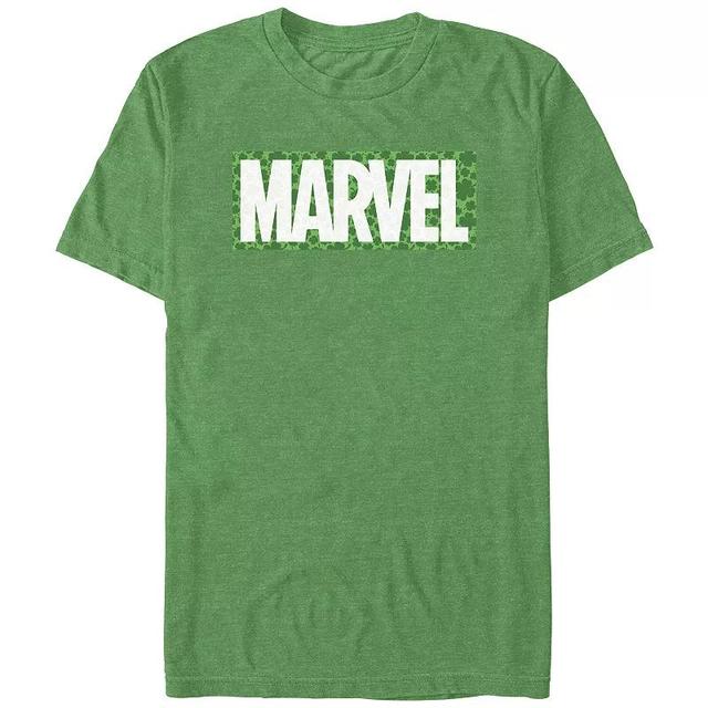 Mens Marvel Logo Clovers Background Graphic Tee Kelly Grey Product Image