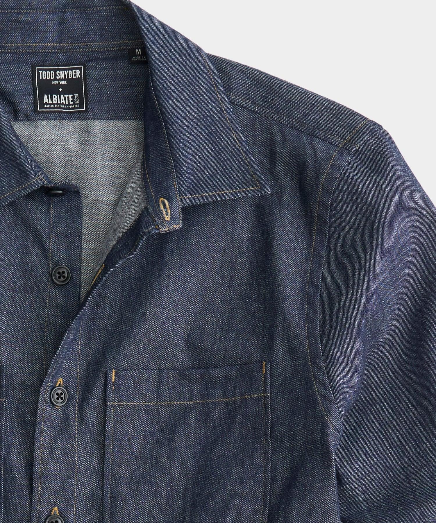 Raw Italian Denim Overshirt in Dark Indigo Product Image