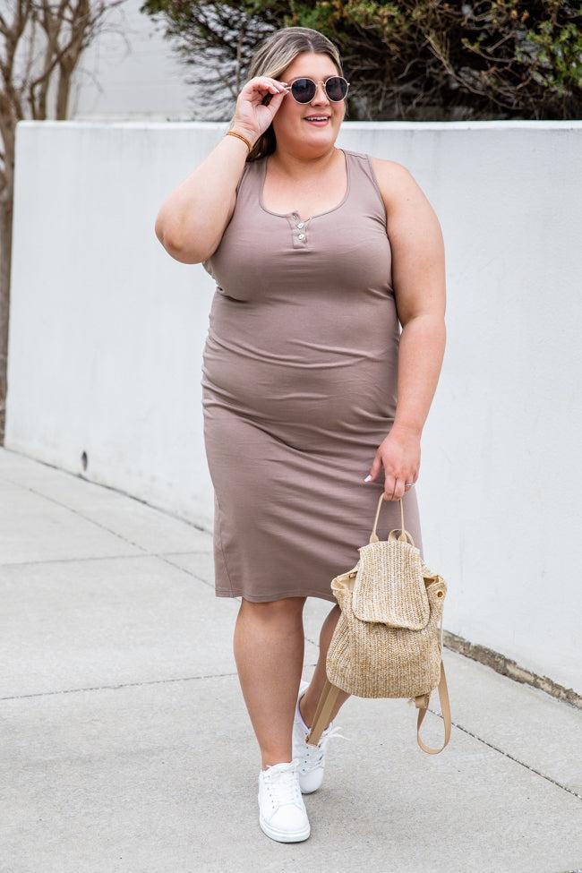 Nothing Personal Taupe Midi Tank Dress FINAL SALE Product Image