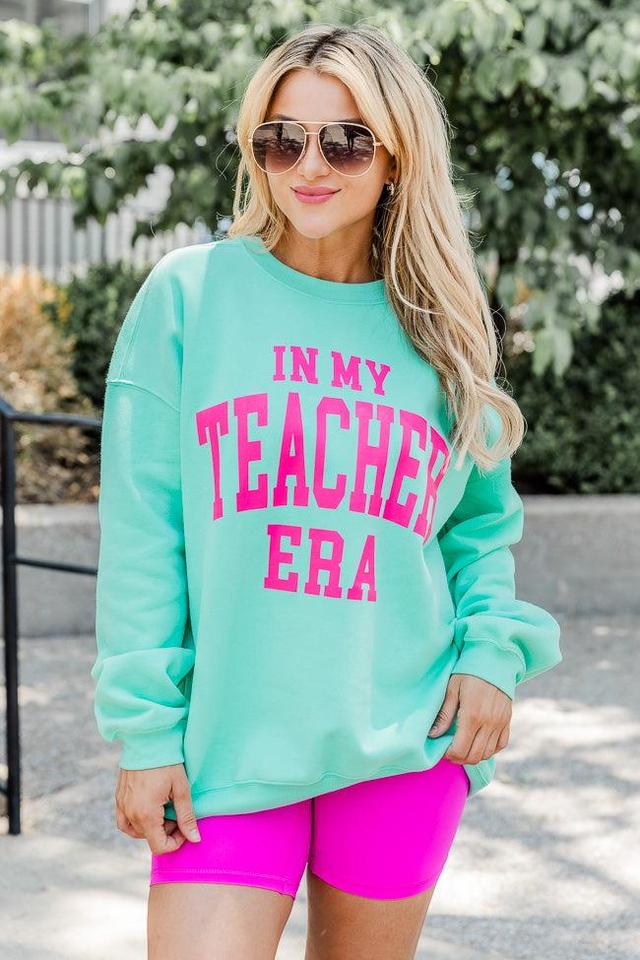 In My Teacher Era Lime Oversized Graphic Sweatshirt Product Image