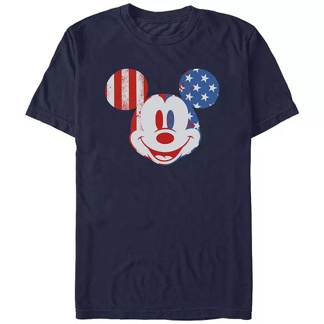 Disneys Mickey Mouse Mens USA Flag Print Graphic Tee Blue Product Image