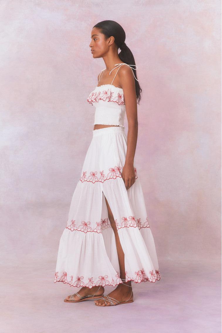 Jemila Embroidered Cotton Maxi Skirt Product Image