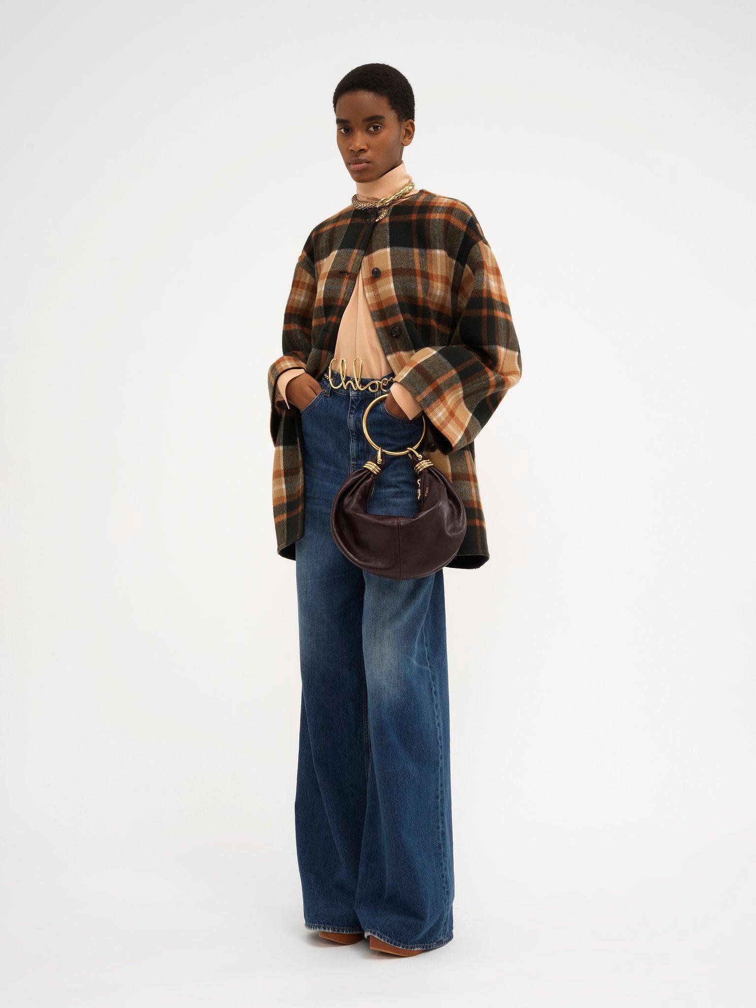 Mid-length coat in checked wool Product Image