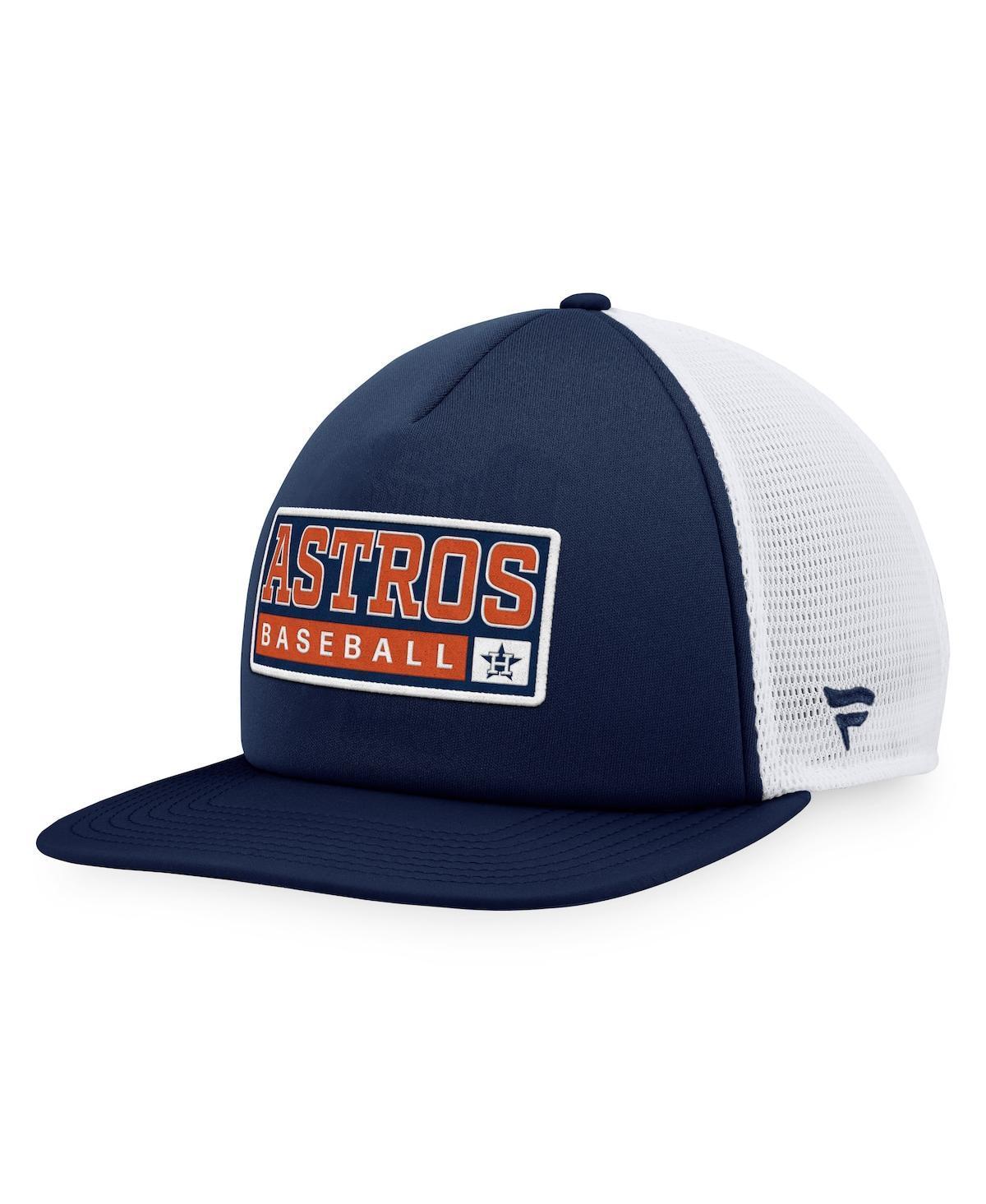 Mens Majestic /White Houston Astros Foam Trucker Snapback Hat, Blue Product Image