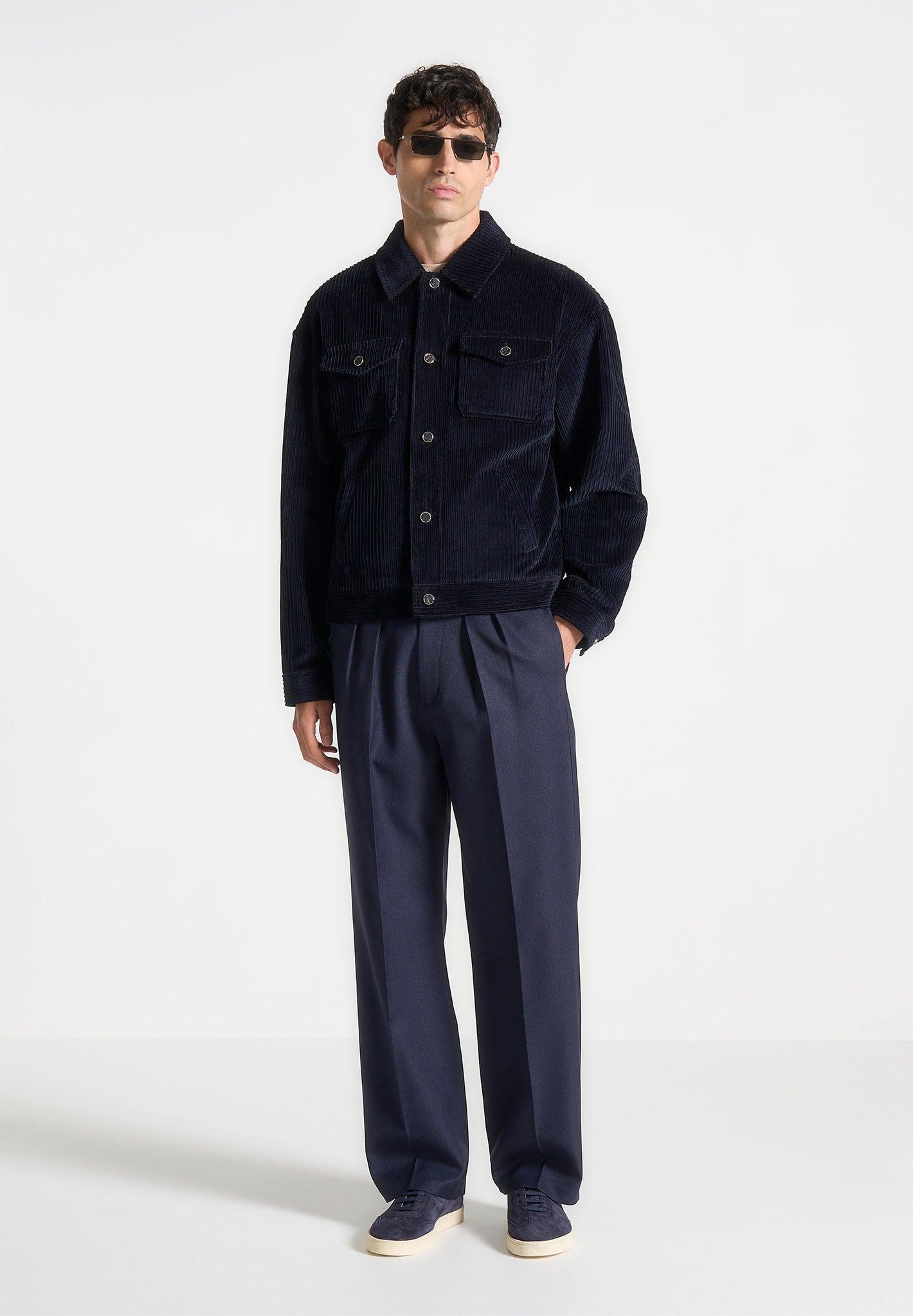 Corduroy Trucker Jacket - Navy Male Product Image