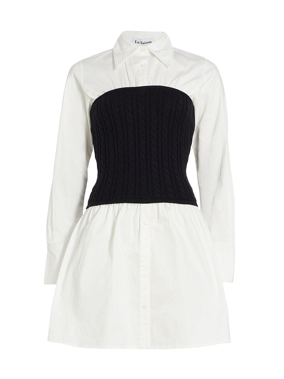 Womens Waverly Cotton & Cable-Knit Shirtdress Product Image