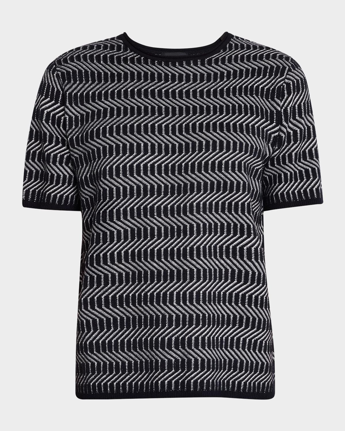 Men's Bicolor Jacquard Short-Sleeve Sweater Product Image