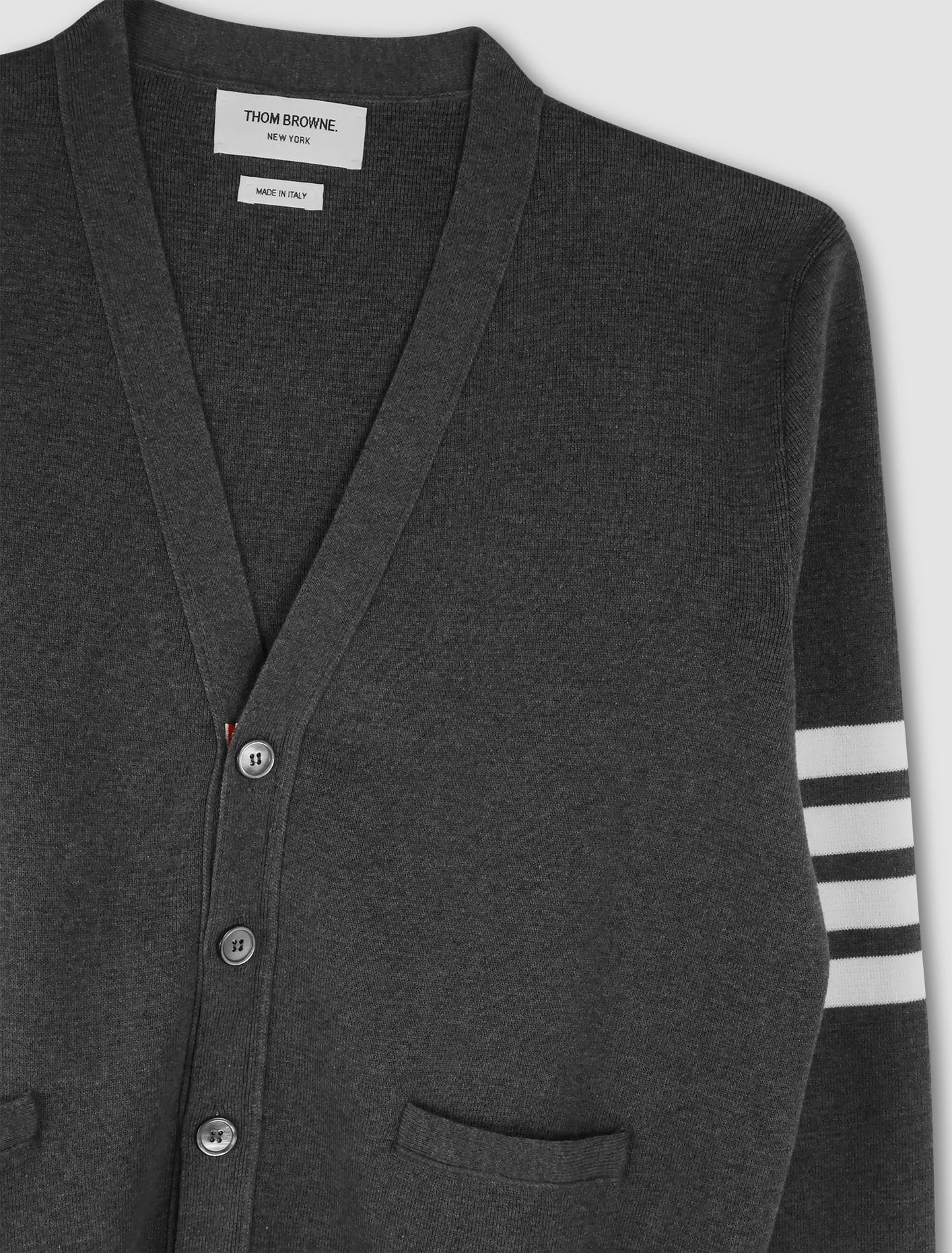 THOM BROWNE Cardigan Scollo A V Milano Stitch In Grigio Product Image