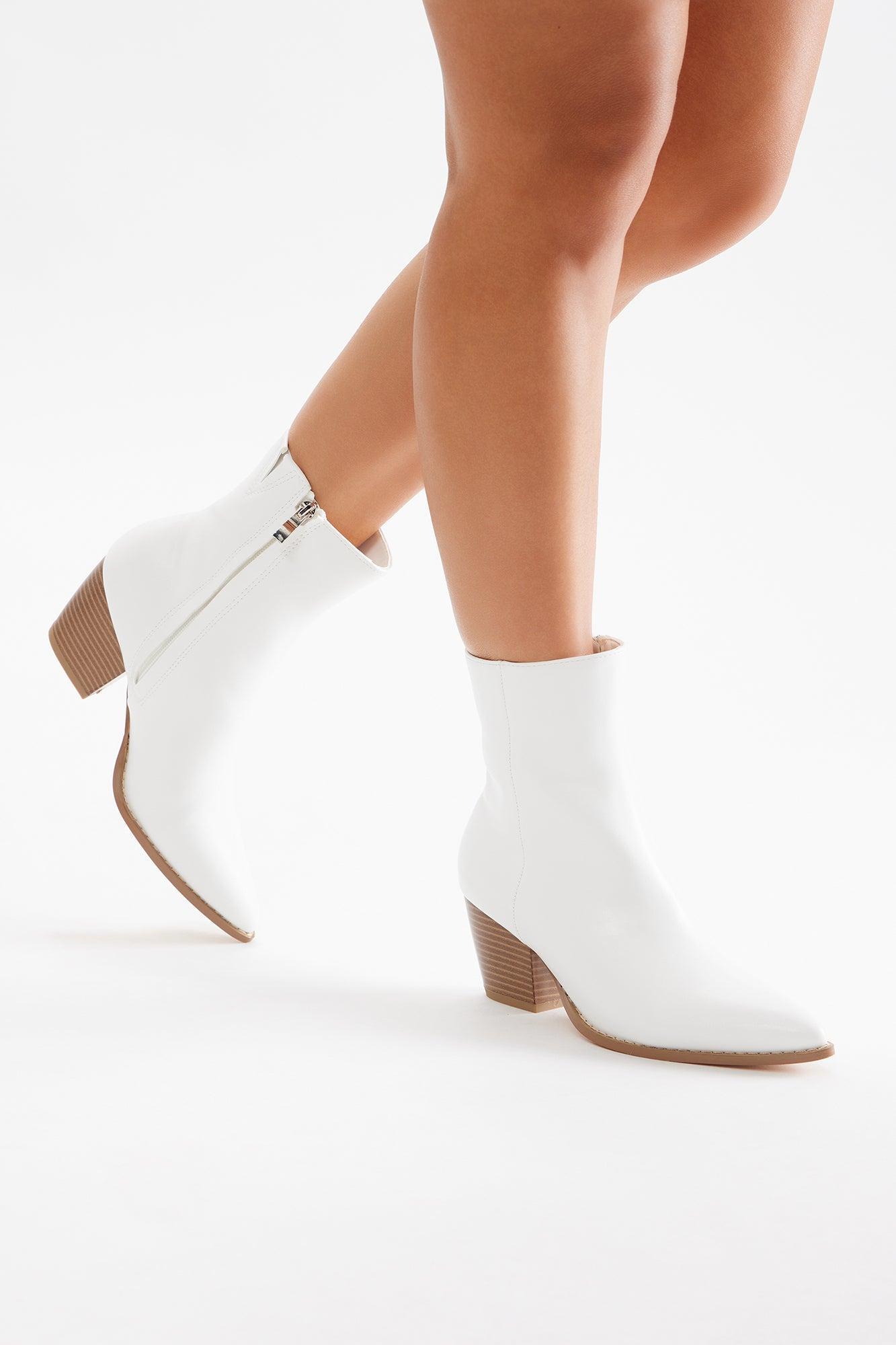 Braxton Heeled Booties - White Product Image